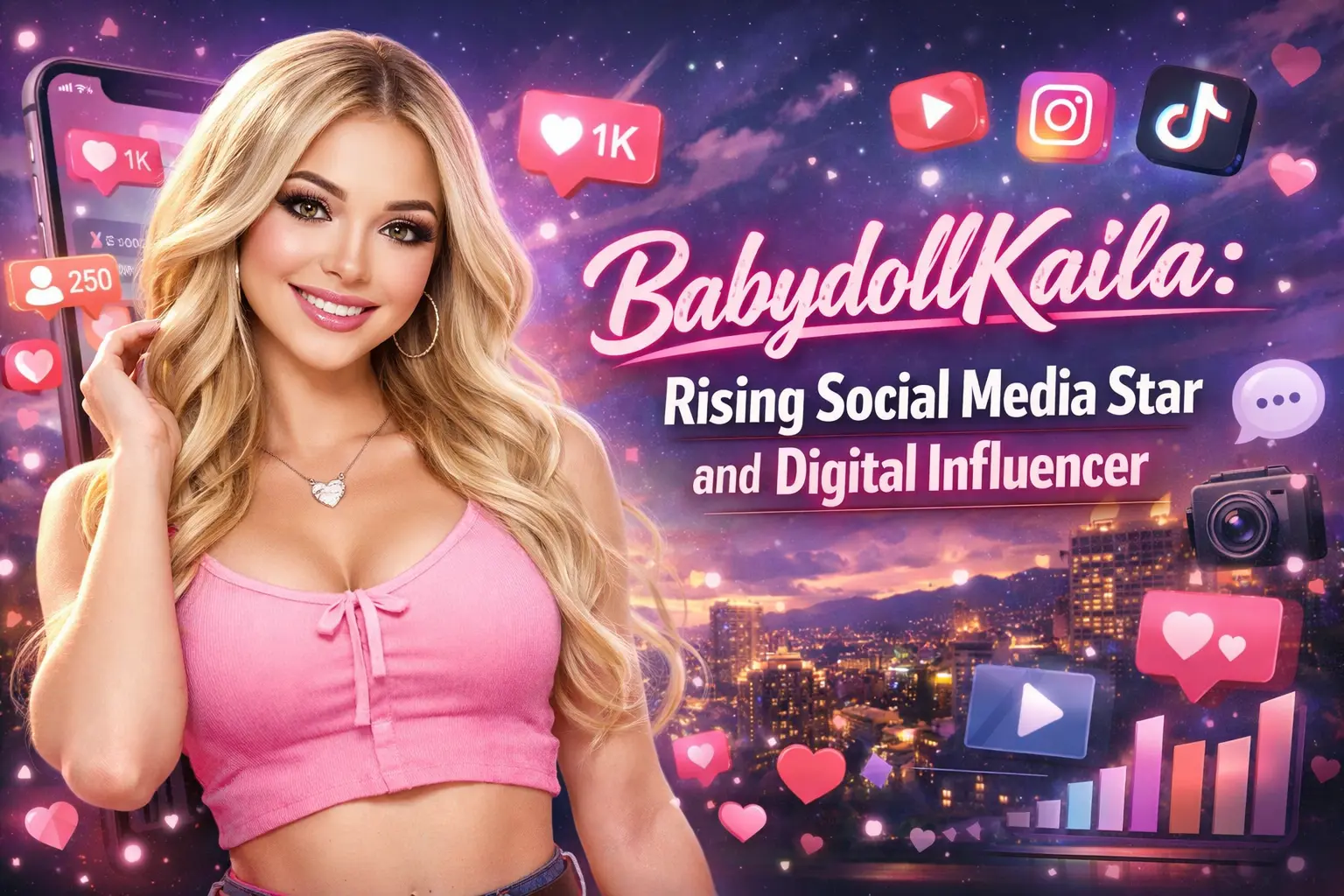 BabydollKaila creating content for YouTube and TikTok, showcasing her social media influence and creativity